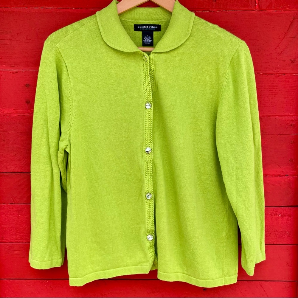 Good Clothes linen cotton button down collared sweater cardigan